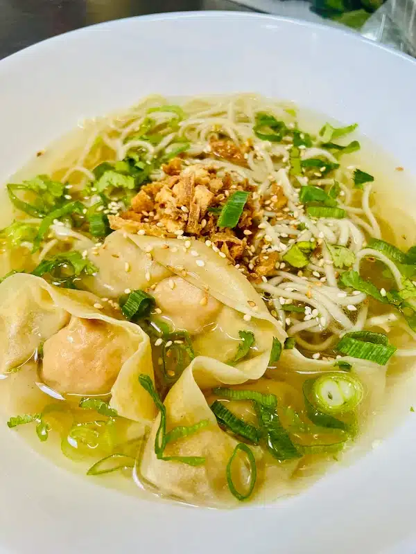 Plat de nouilles et raviolis Wonton